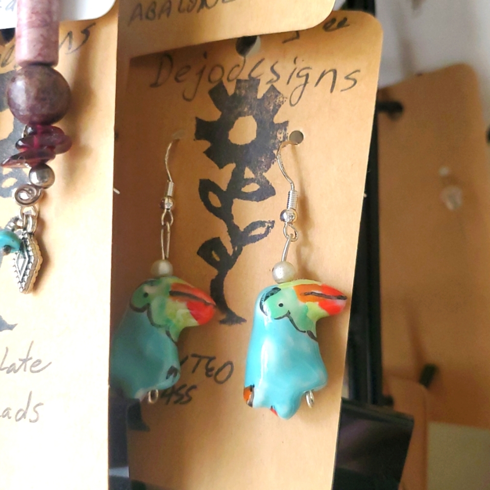 Ceramic Parrot Earrings dangles